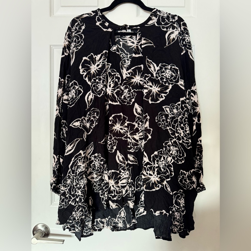 Free People Boho black & white tunic dress XS